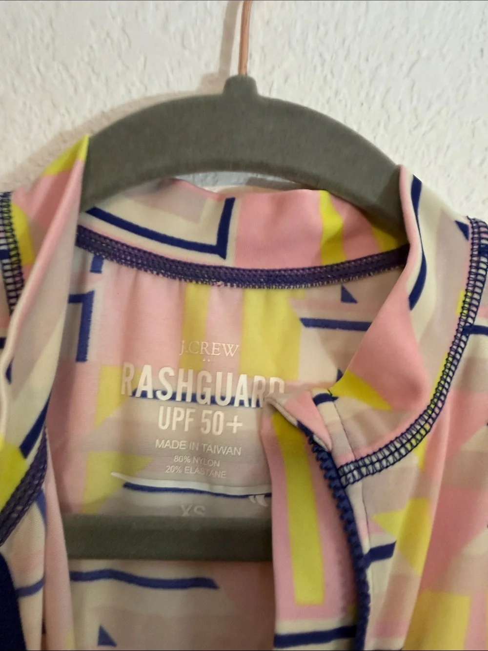 J. Crew Pink Geometric Zip-Front Swim Tank